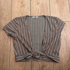 Pull and Bear Open Front Tie Shirt